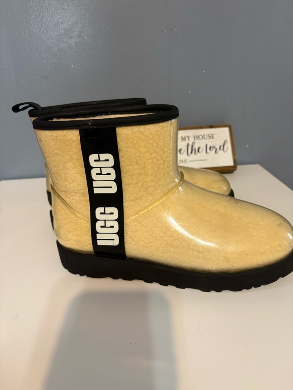 UGG Black Boot with Cream Shearling Interior